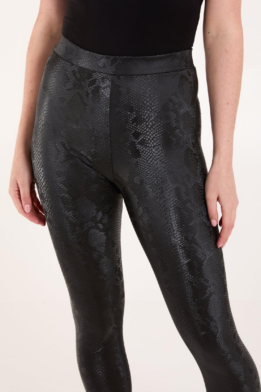 Qed London Leather Look Snake Legging