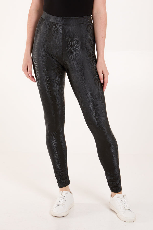 Qed London Leather Look Snake Legging