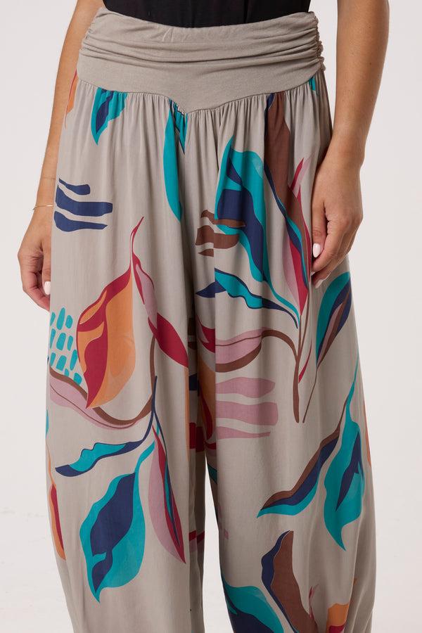 Qed London Leave Print Waistband Harem Trousers