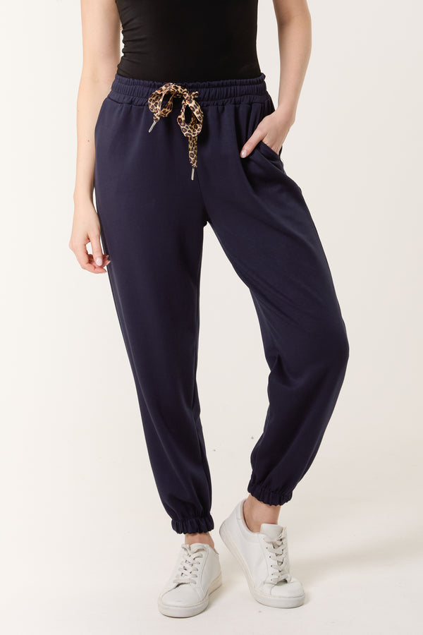 Qed London Leopard Bow Cuffed Joggers