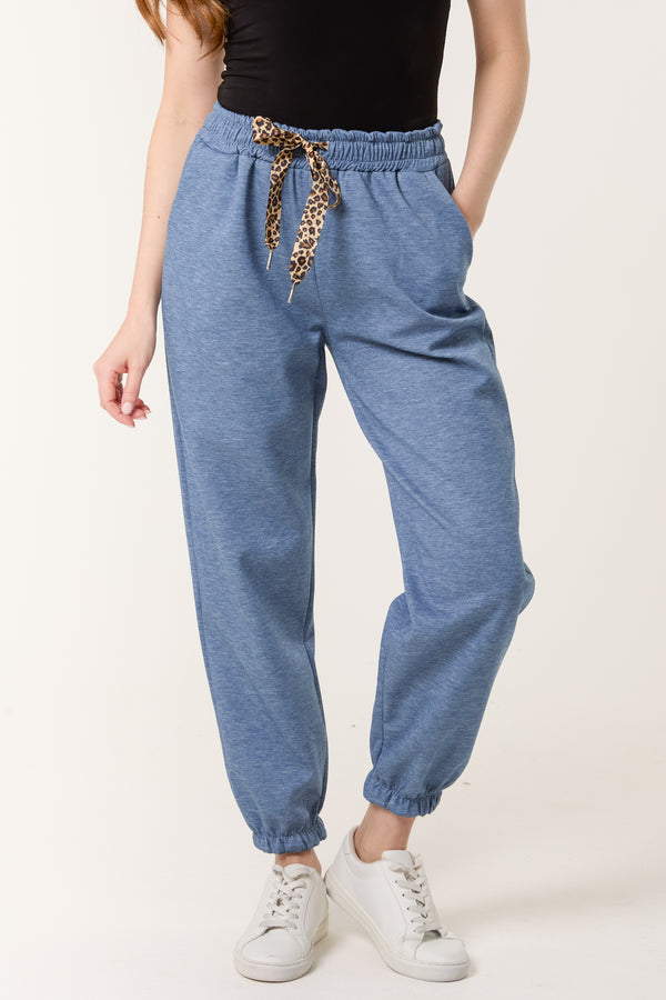 qed london Leopard Bow Cuffed Joggers