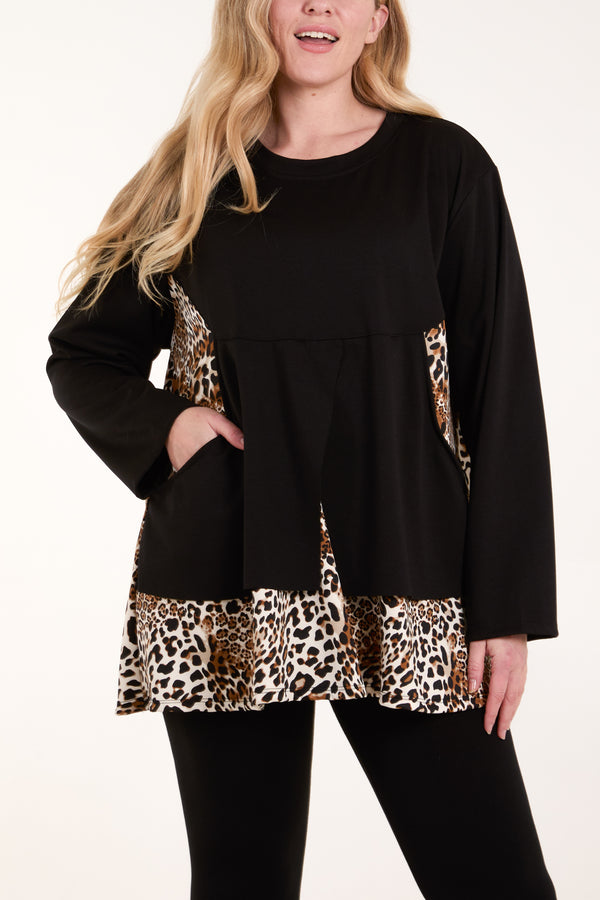 qed london Leopard Detail Pockets Sweatshirt