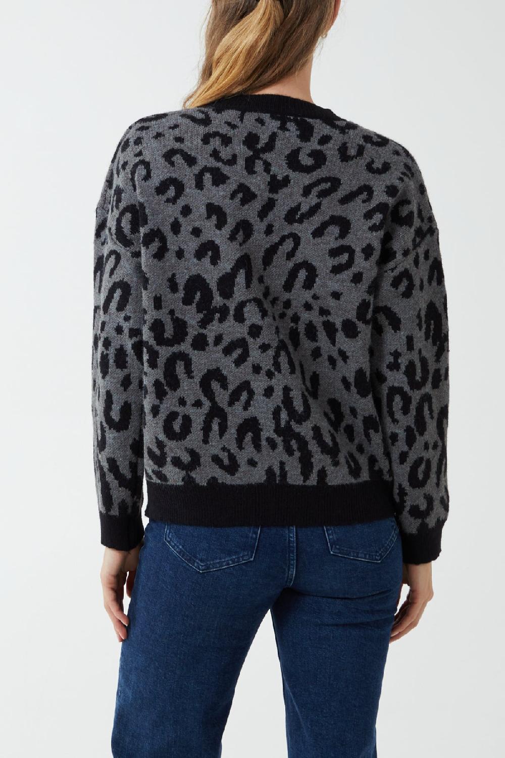 Qed London Leopard Face & Print Jumper