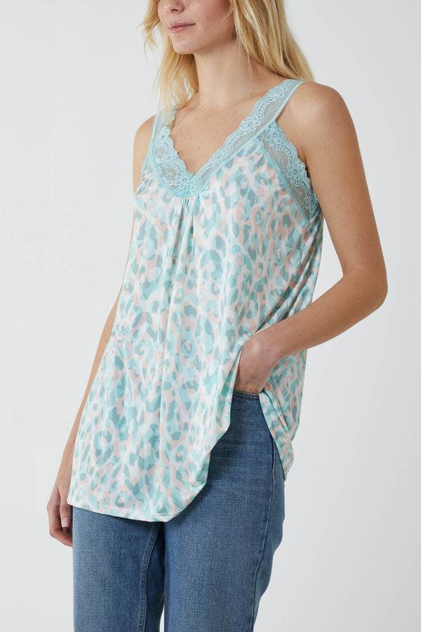 qed london Leopard Lace Cami Vest