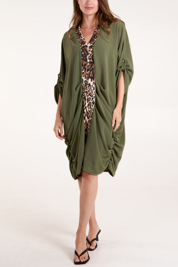 qed london LEOPARD MIDDLE STRIPE DRESS