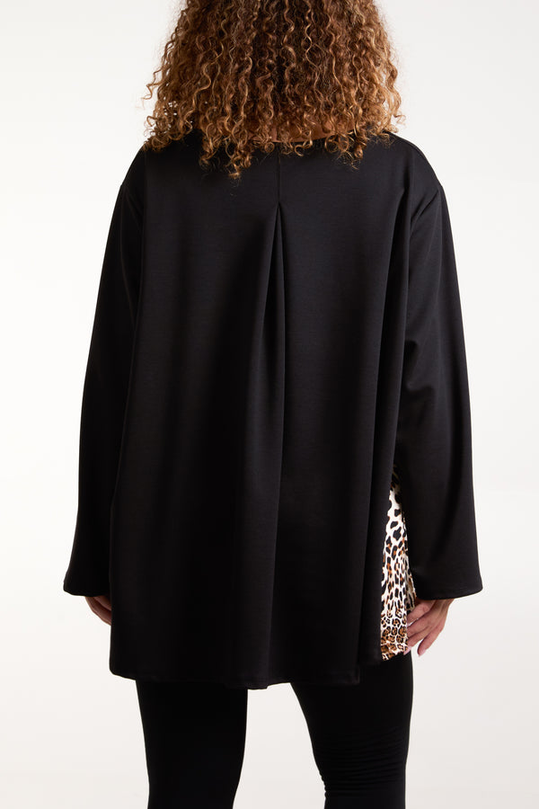 Qed London Leopard Print Combined Sweatshirt