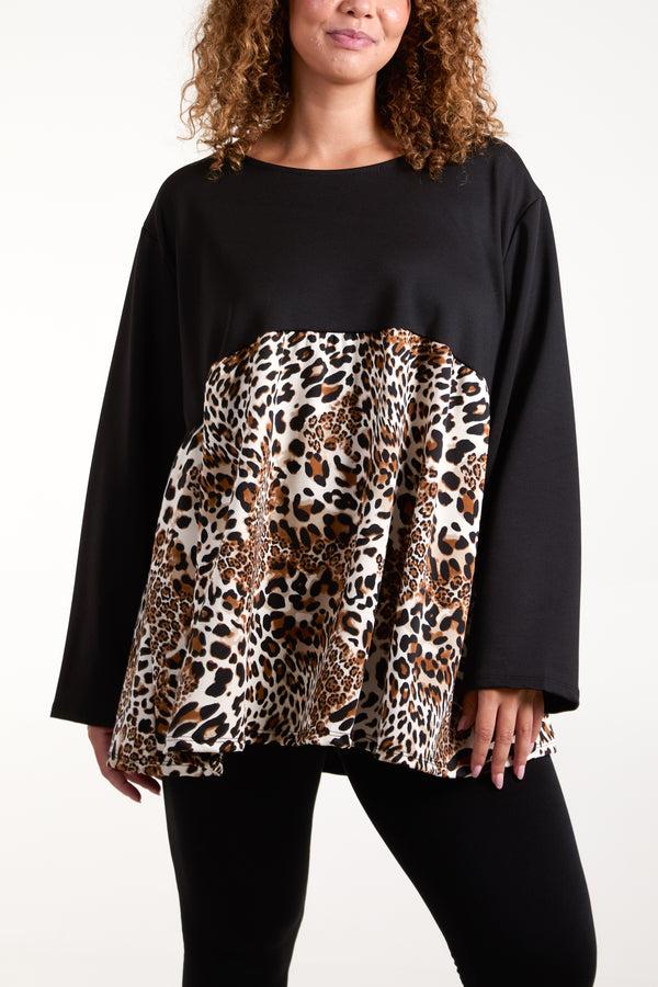 qed london Leopard Print Combined Sweatshirt