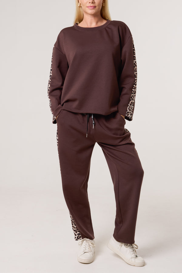 Qed London Leopard Print Detail Tracksuit Set