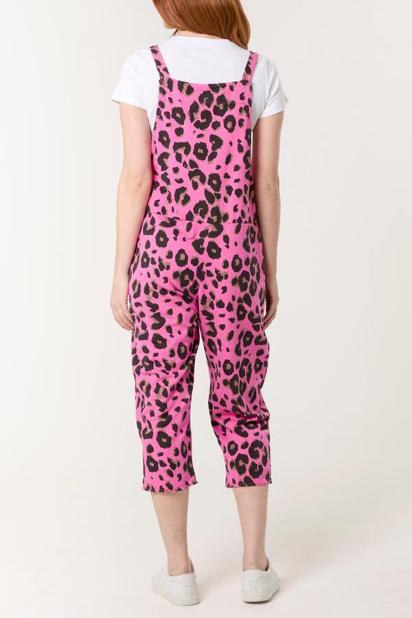 Qed London Leopard Print Dungarees
