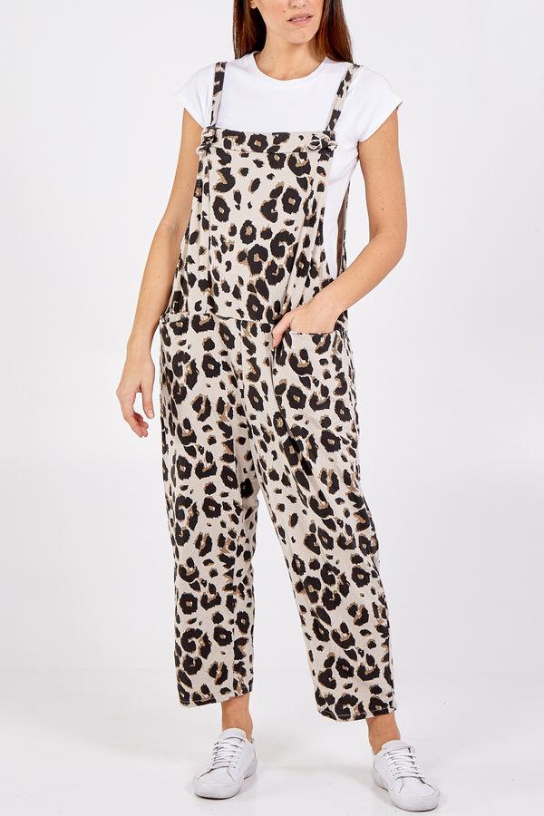qed london Leopard Print Dungarees