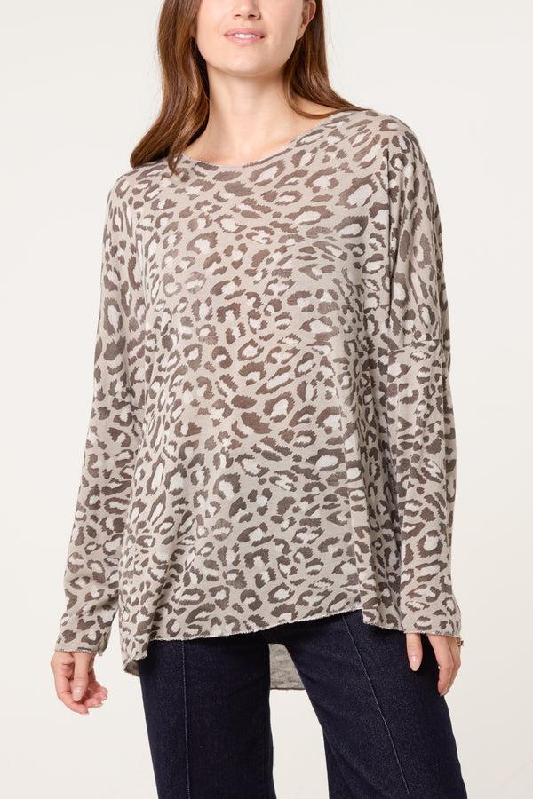 Qed London Leopard Print Fine Knit Jumper