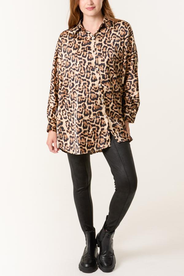 Qed London Leopard Print Long Sleeve Shirt