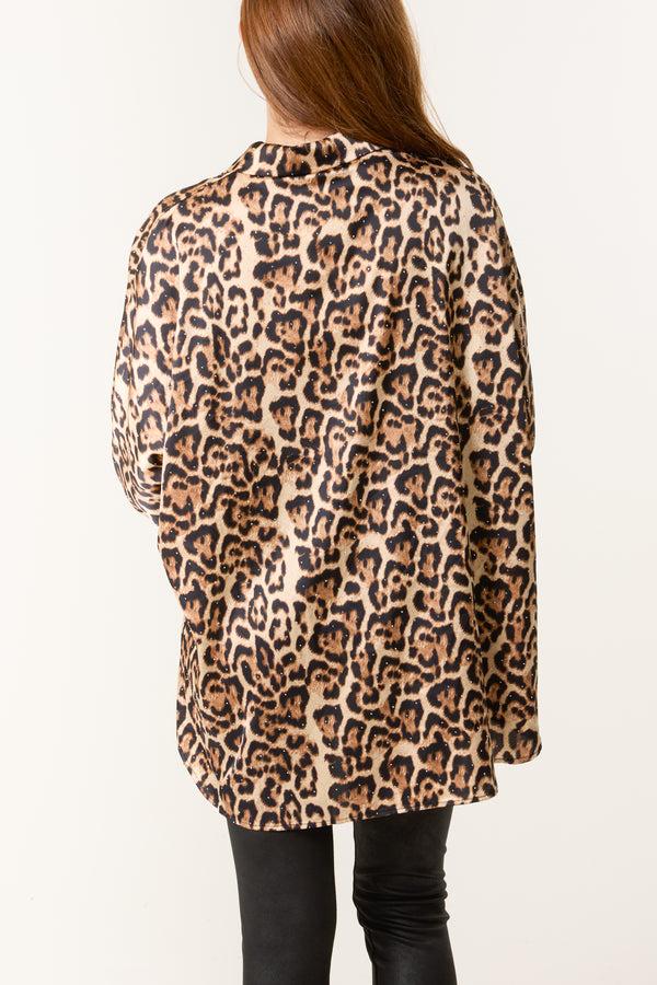 Qed London Leopard Print Long Sleeve Shirt