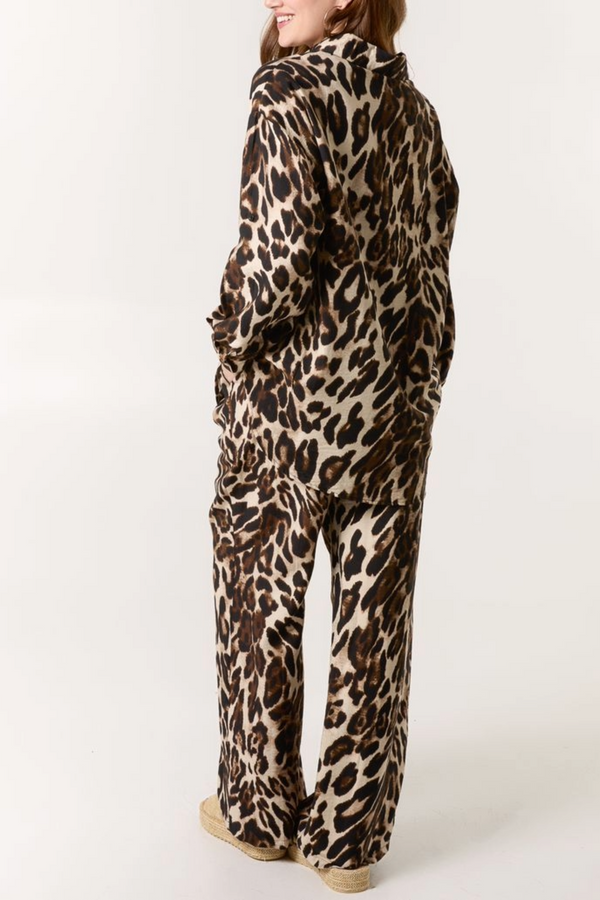 Qed London Leopard Print Shirt & Trouser Co-Ord Set