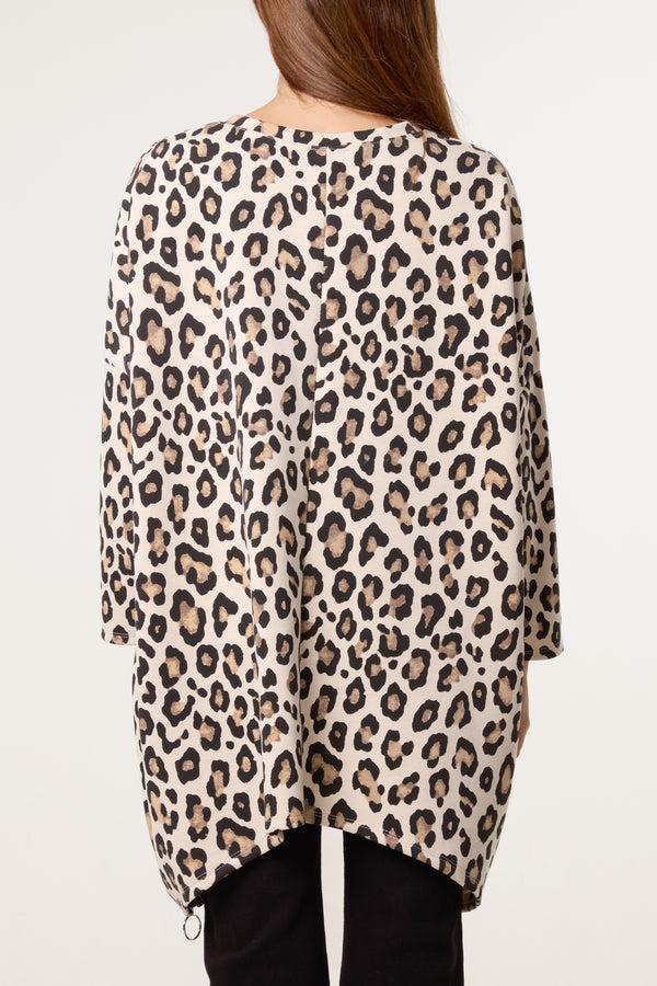 Qed London Leopard Print Side Zip Sweatshirt