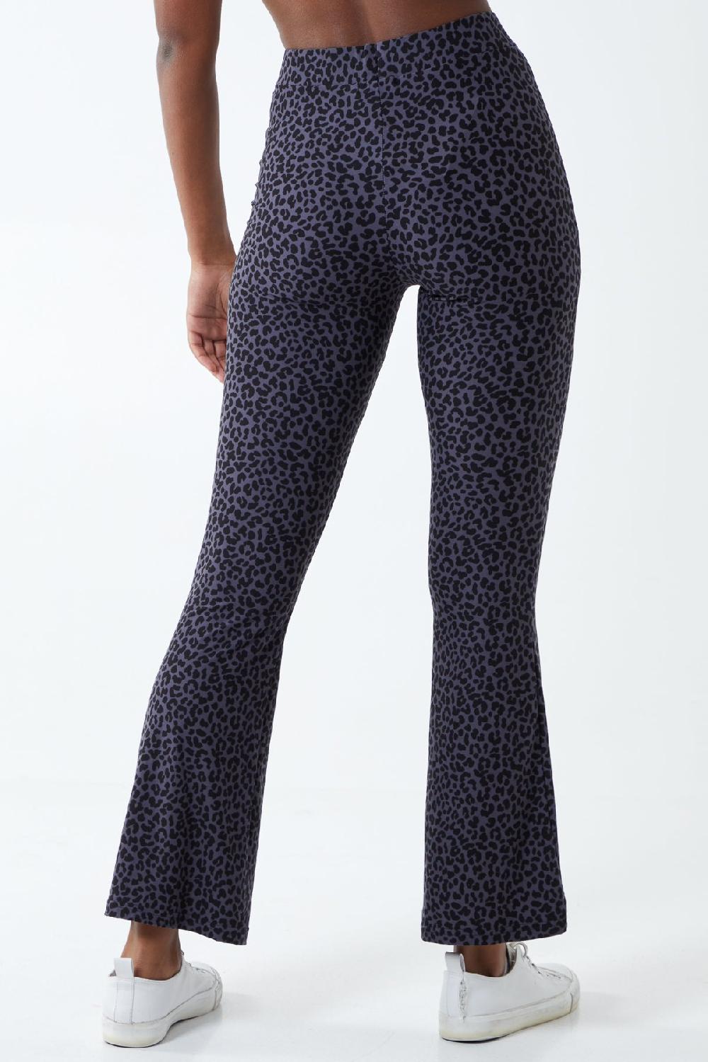 Qed London Leopard Print Soft Touch Flared Pant
