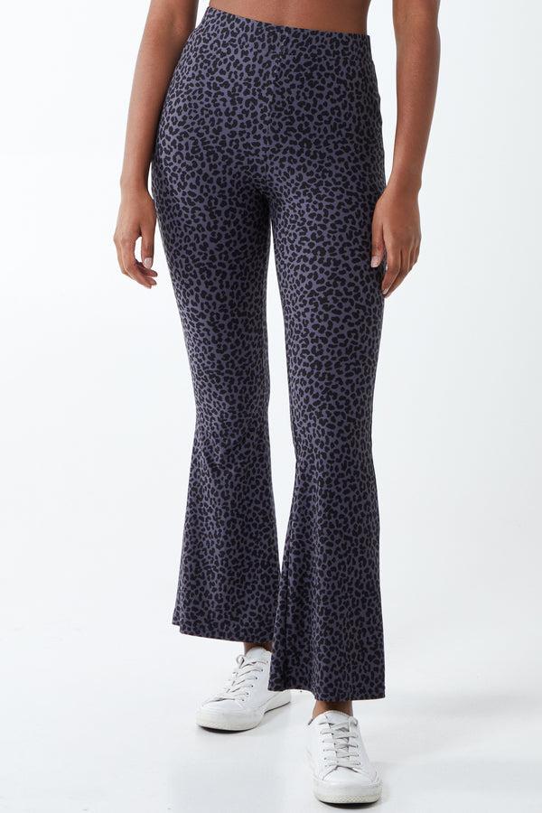 qed london Leopard Print Soft Touch Flared Pant