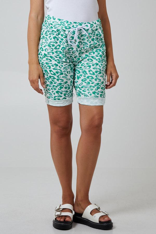 qed london Leopard Print Super Stretch Shorts