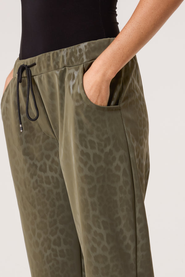 Qed London Leopard PU Coated Stretch Trousers