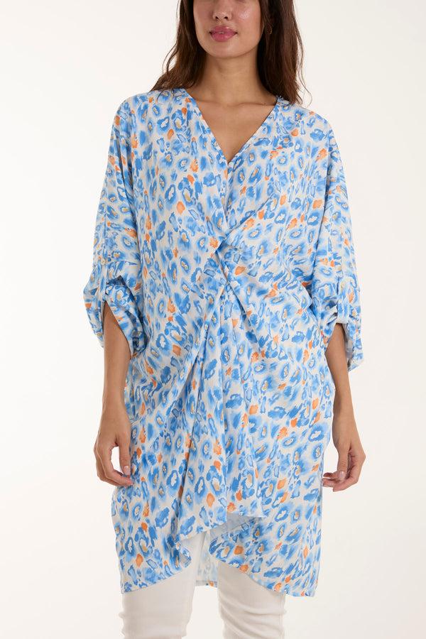 Qed London Leopard Twisted Front Mini Dress