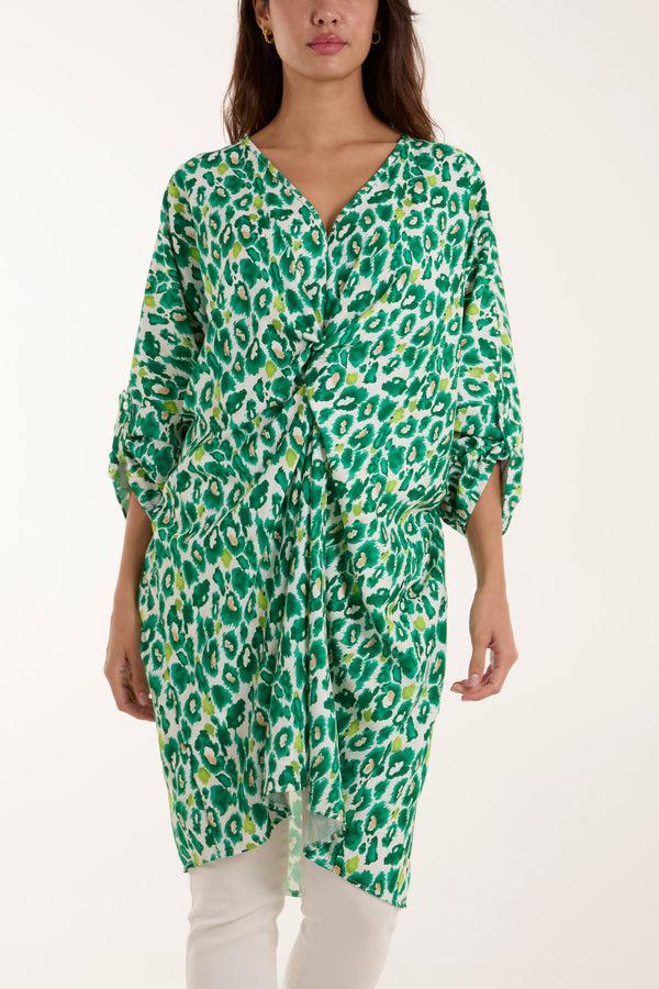 qed london Leopard Twisted Front Mini Dress