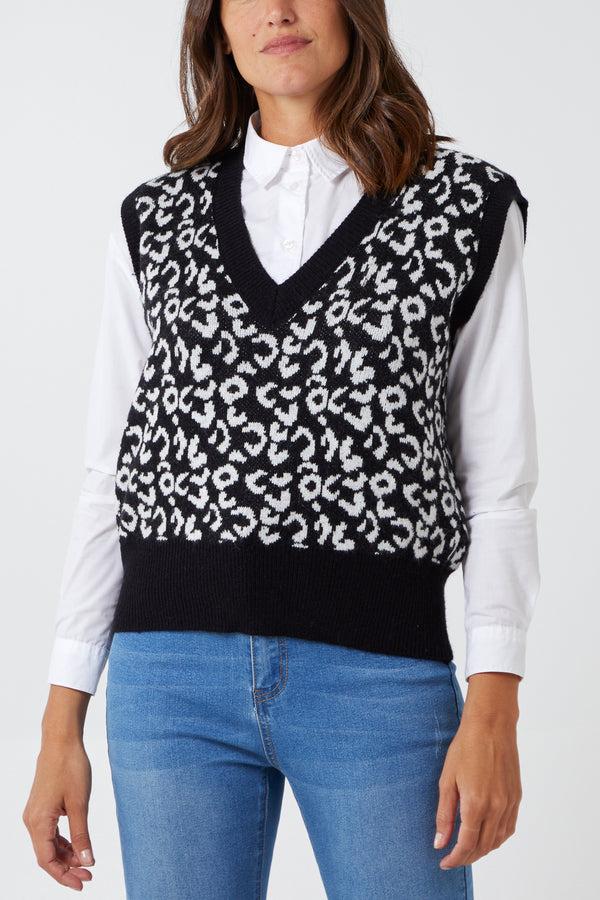 qed london Leopard V-Neck Vest