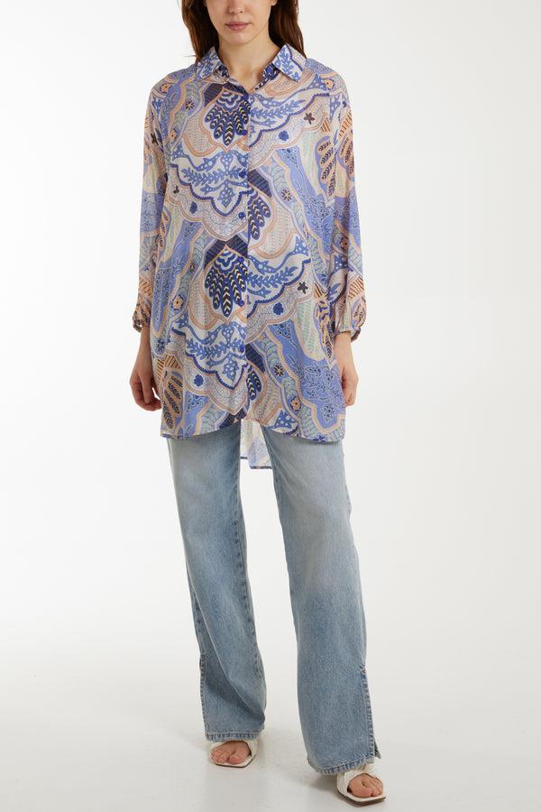 Qed London Lightweight Abstract Floral Print Shirt