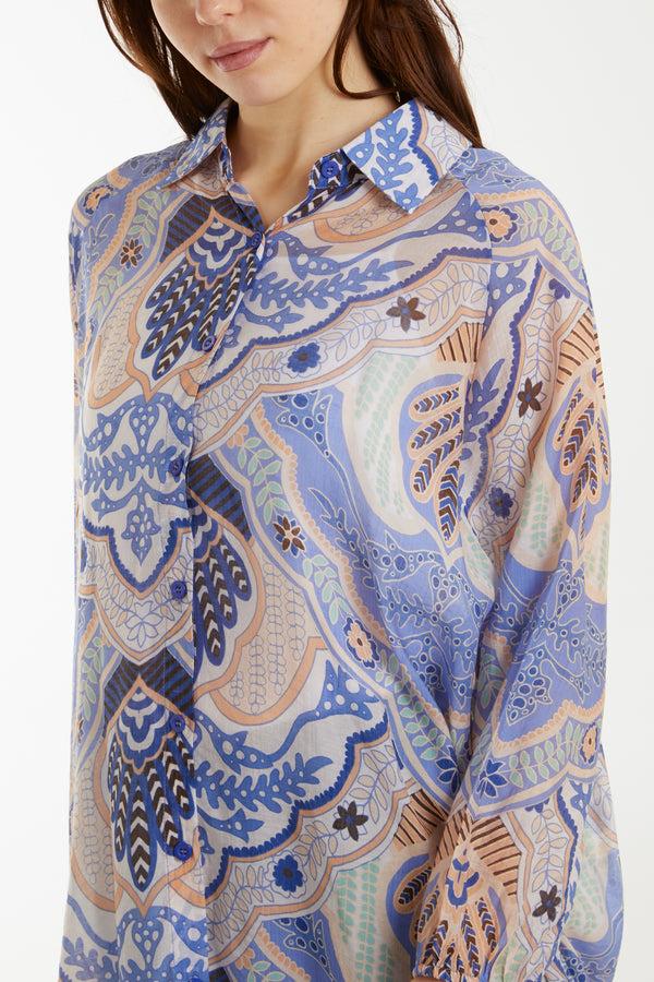 Qed London Lightweight Abstract Floral Print Shirt