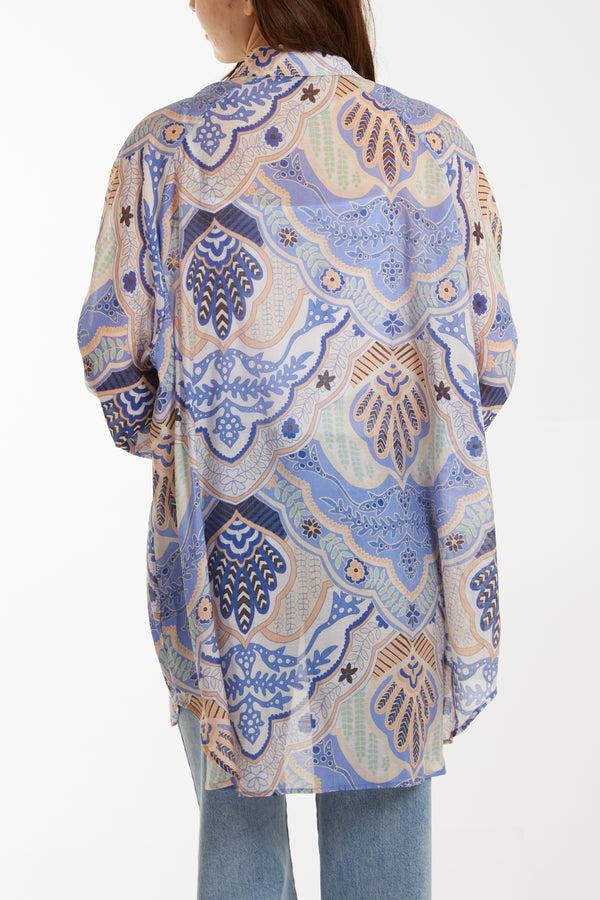 Qed London Lightweight Abstract Floral Print Shirt