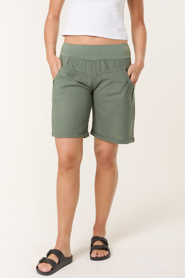 Qed London Linen Blend Bermuda Shorts