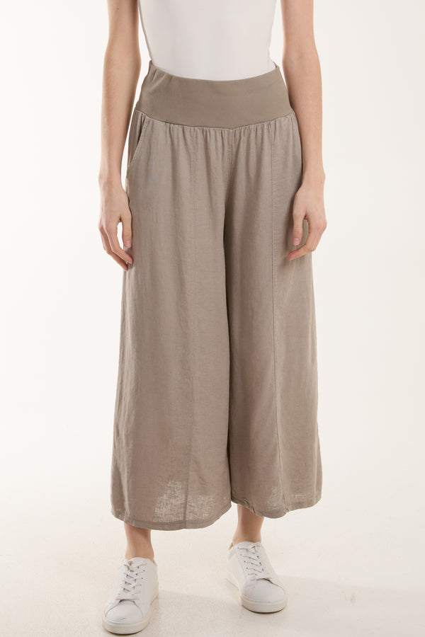 qed london Linen Blend Wide Leg Waistband Trousers