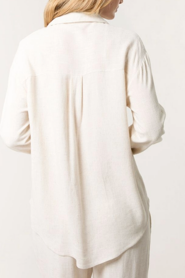 Qed London Linen Flower Embroidered Shirt