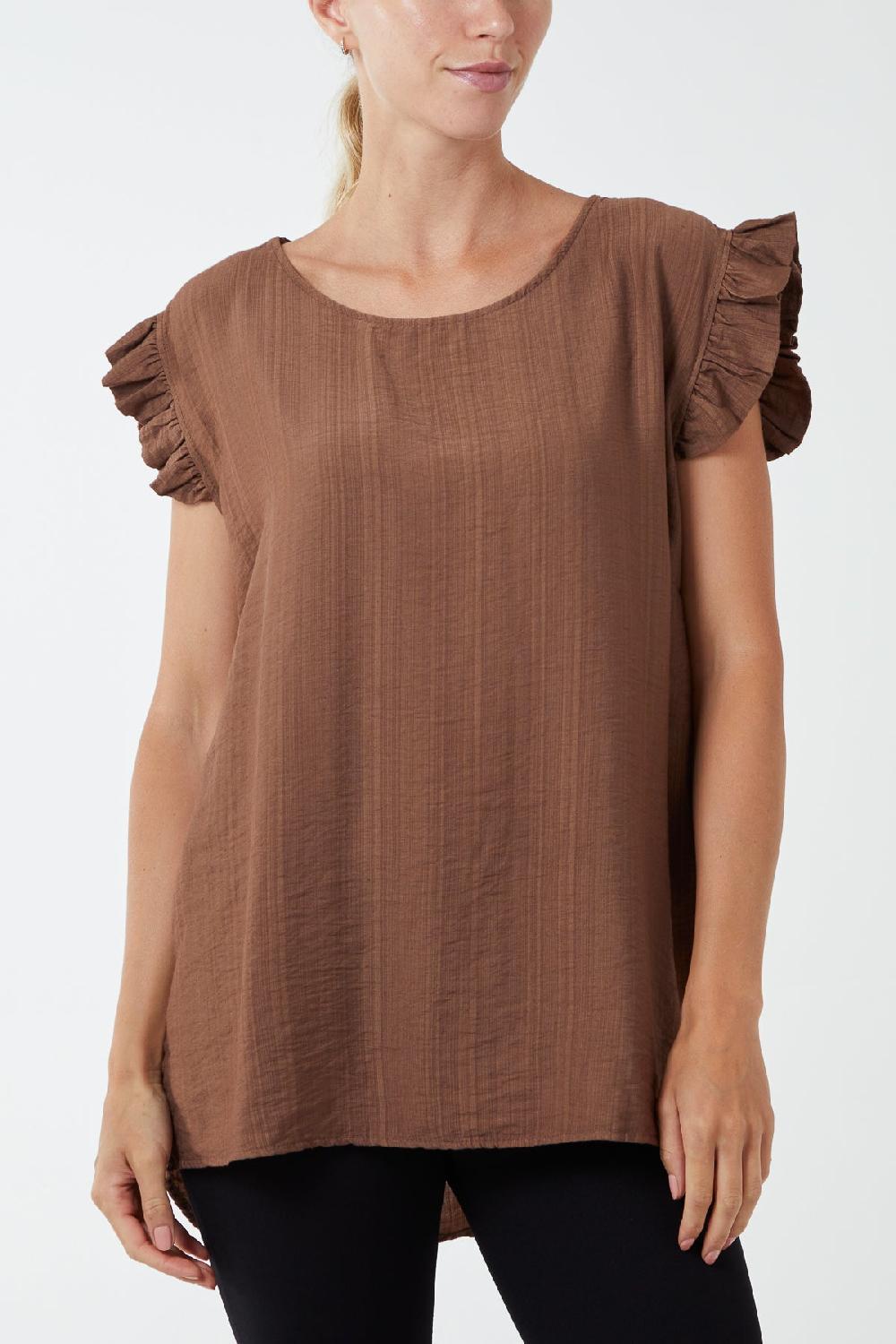 Qed London Linen Look Top Back Button