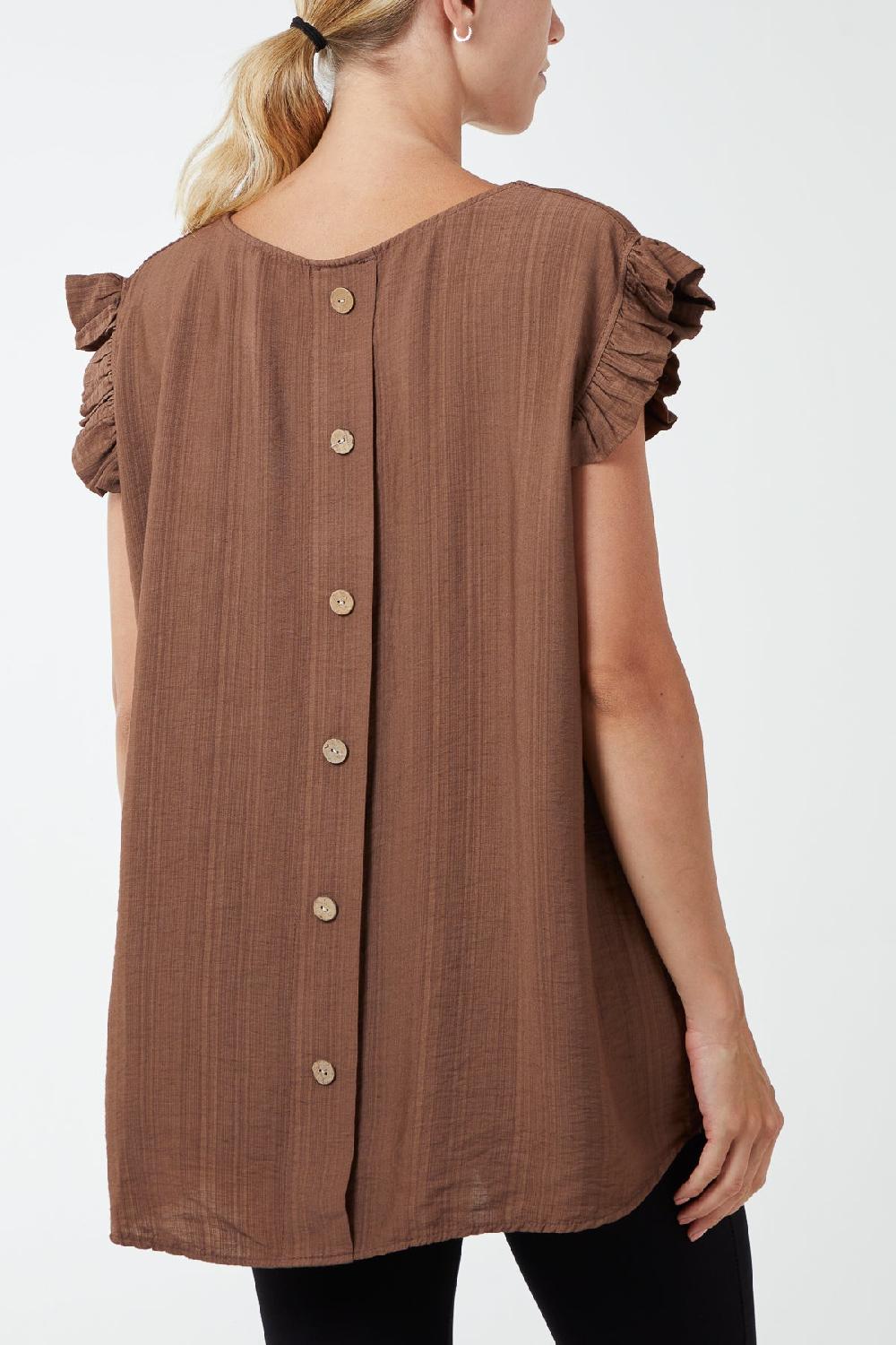 Qed London Linen Look Top Back Button