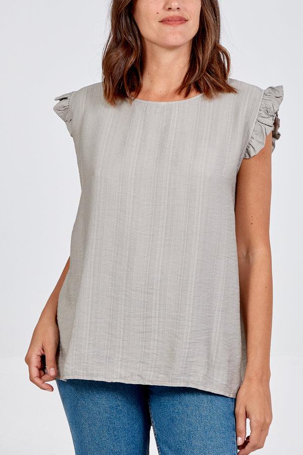 Qed London Linen Look Top Back Button