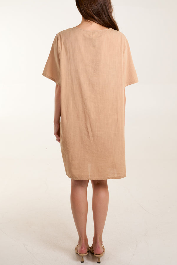Qed London Linen Look Two Pocket Oversized Tunic