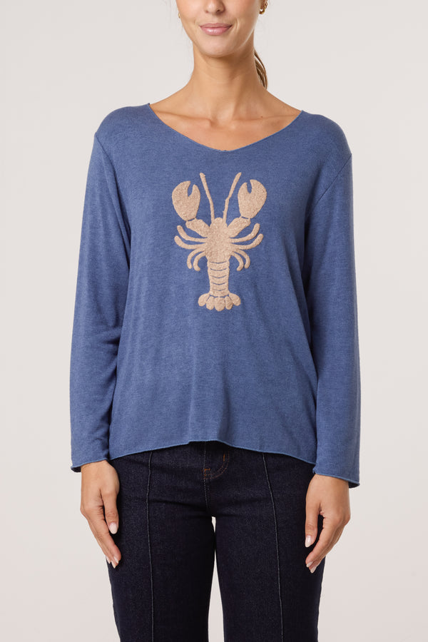 Qed London Lobster Fine Knit Jumper