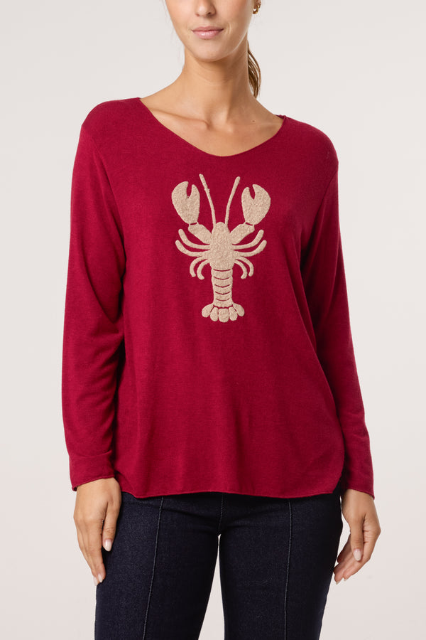 qed london Lobster Fine Knit Jumper