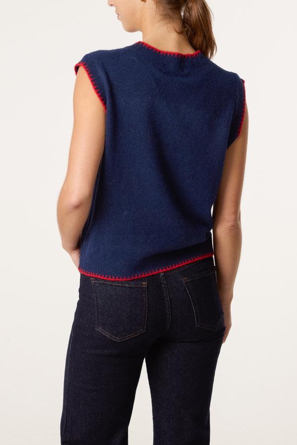 Qed London Lobster Stitch Hem Knit Vest