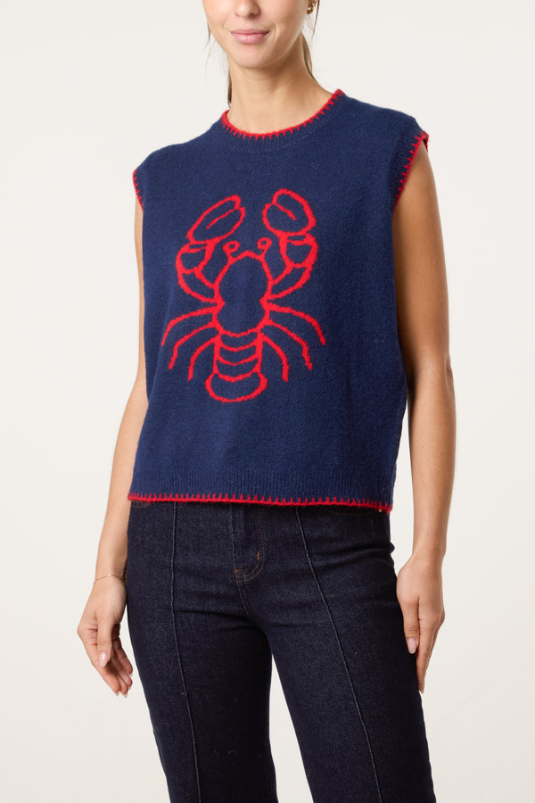 qed london Lobster Stitch Hem Knit Vest