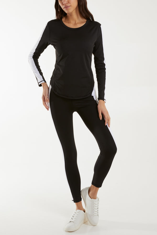 Qed London Long Contrast Sleeve Activewear Top