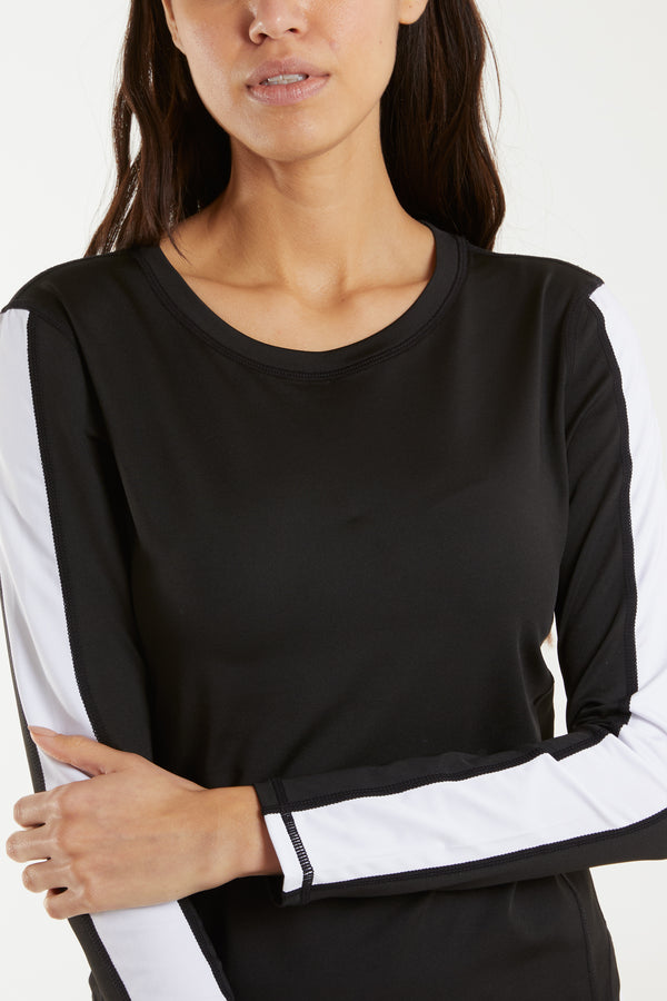 Qed London Long Contrast Sleeve Activewear Top