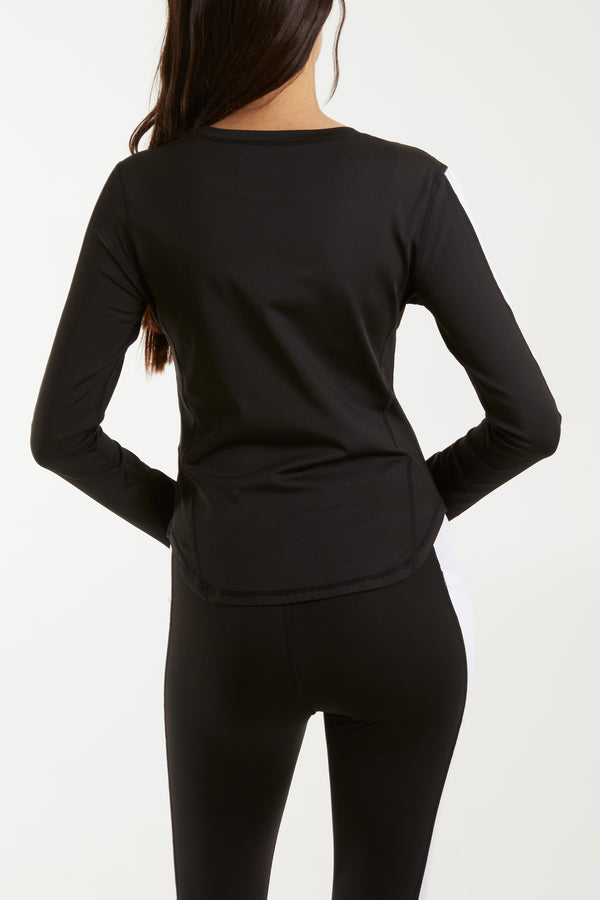 Qed London Long Contrast Sleeve Activewear Top