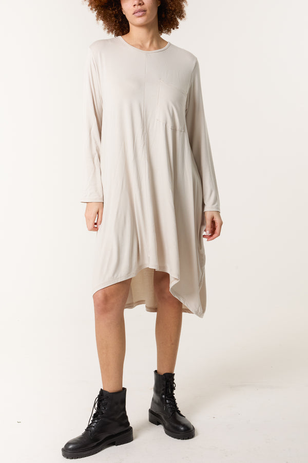 Qed London Long Sleeve High Low Jersey Dress