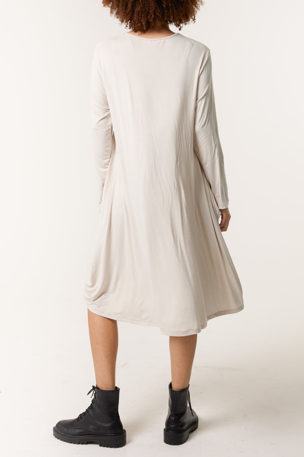 Qed London Long Sleeve High Low Jersey Dress