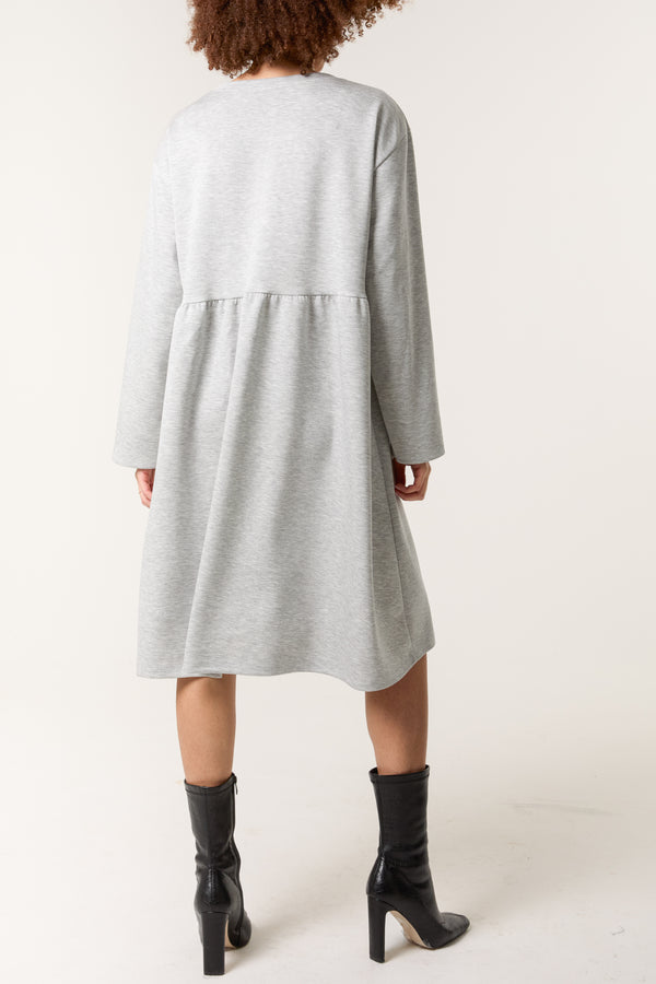 Qed London Long Sleeve Sweat Smock Dress