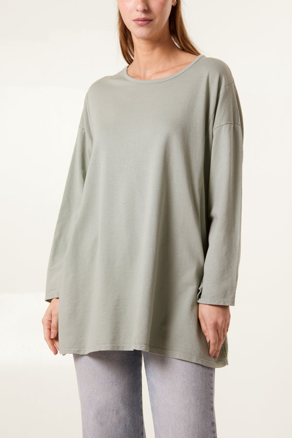 Qed London Long Sleeve Two Pockets Cotton Top