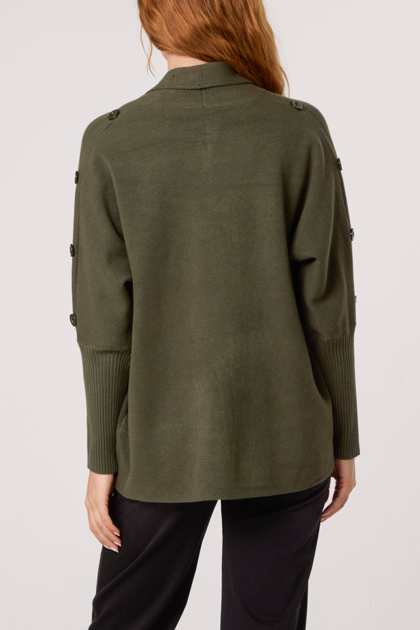 Qed London Longline Button Detail Cardigan