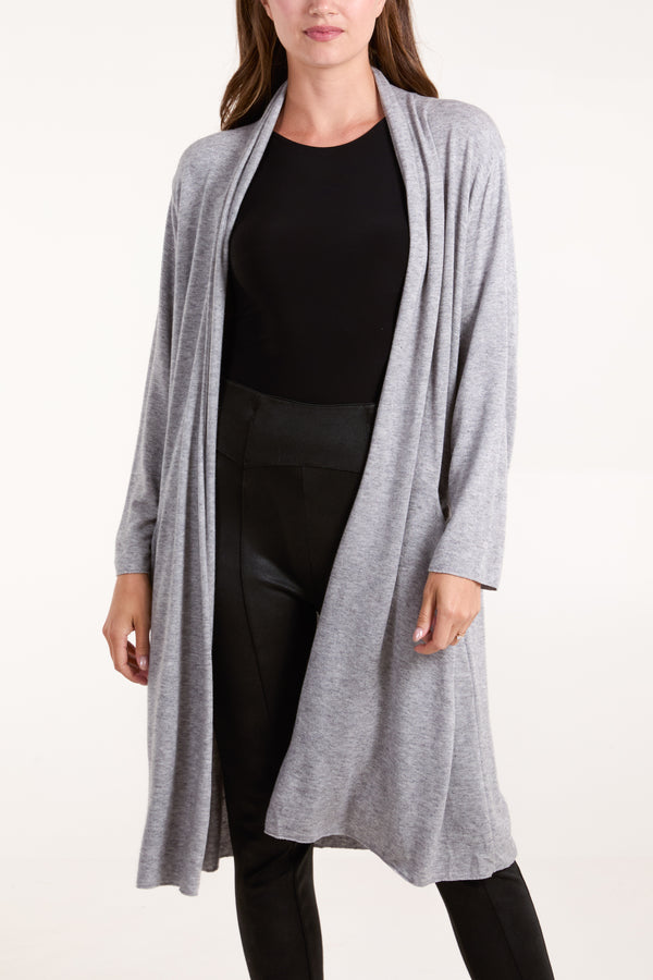 Qed London Longline Fine Knit Cardigan