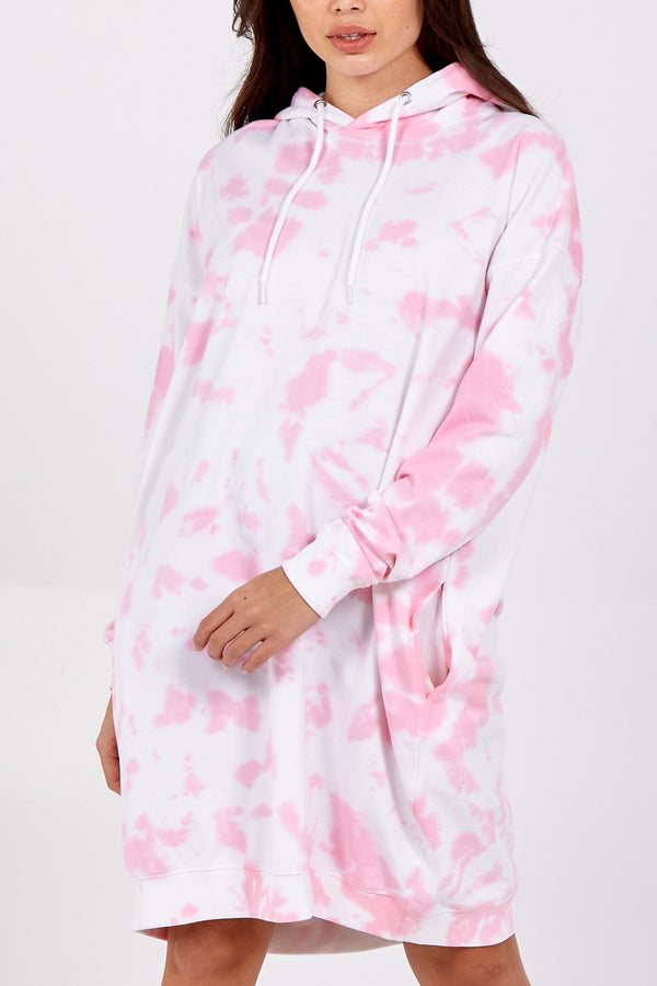 Qed London Longline Oversized Tie Dye Hoodie
